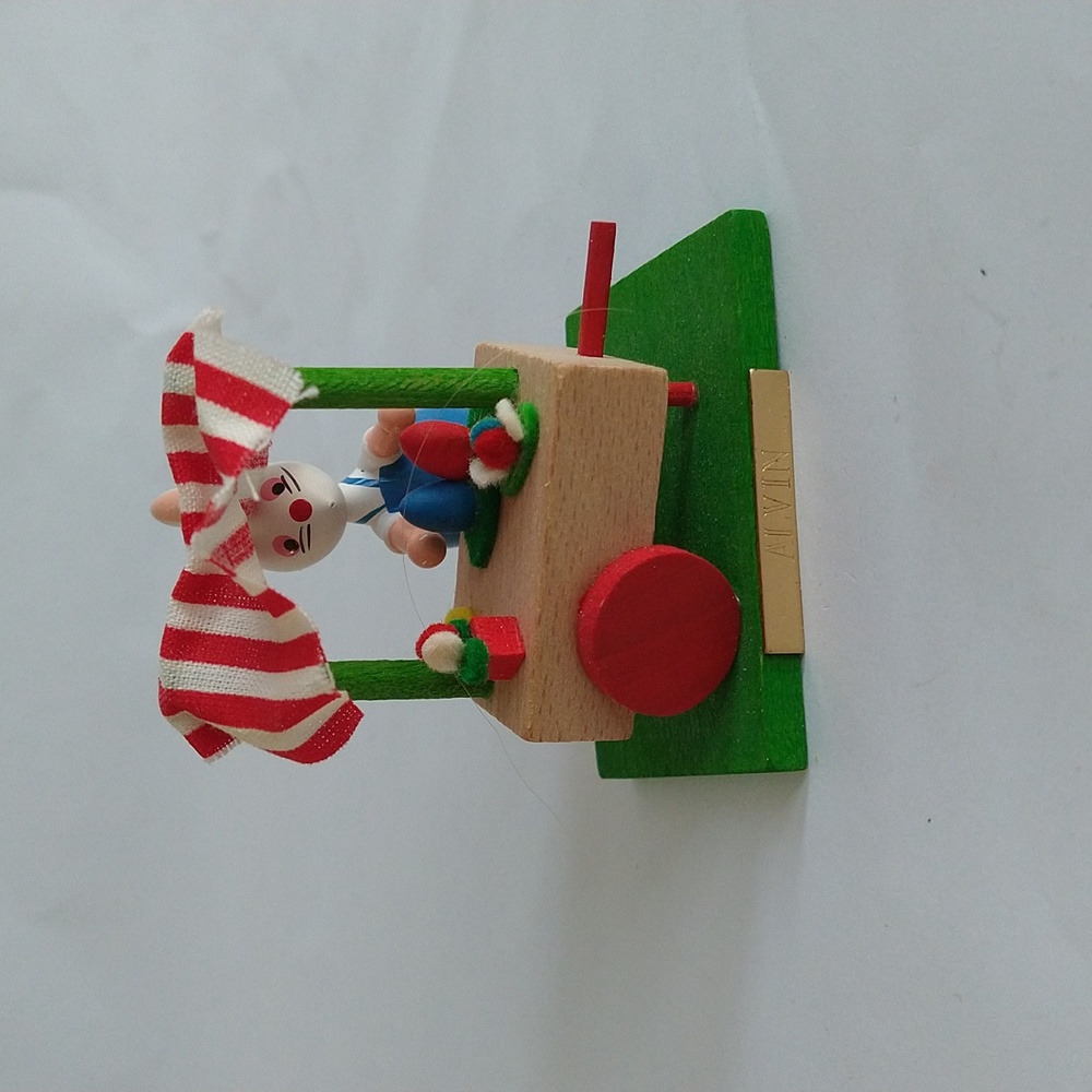 Vtg Goula Spain Bunny Vendor Eggs Wagon Cart Alvin Wood Ornament Figure Wood